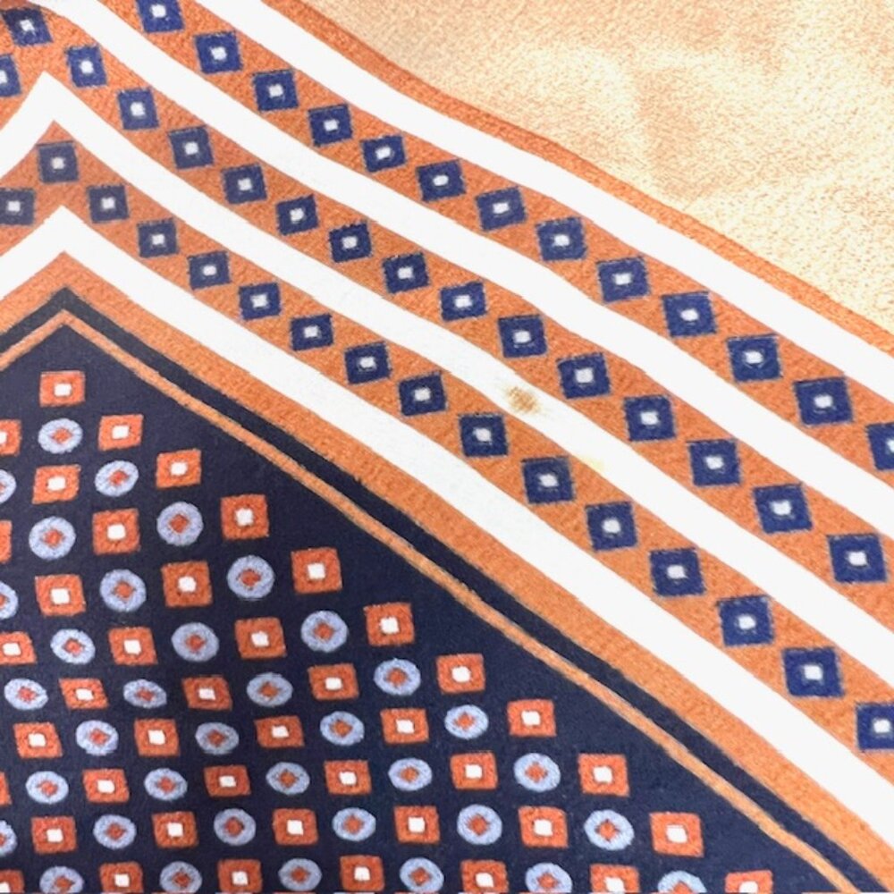 Beautiful Yves Saint Laurent  Silk Satin Scarf 31" Brown purple square Dots  (26 - Picture 6 of 12